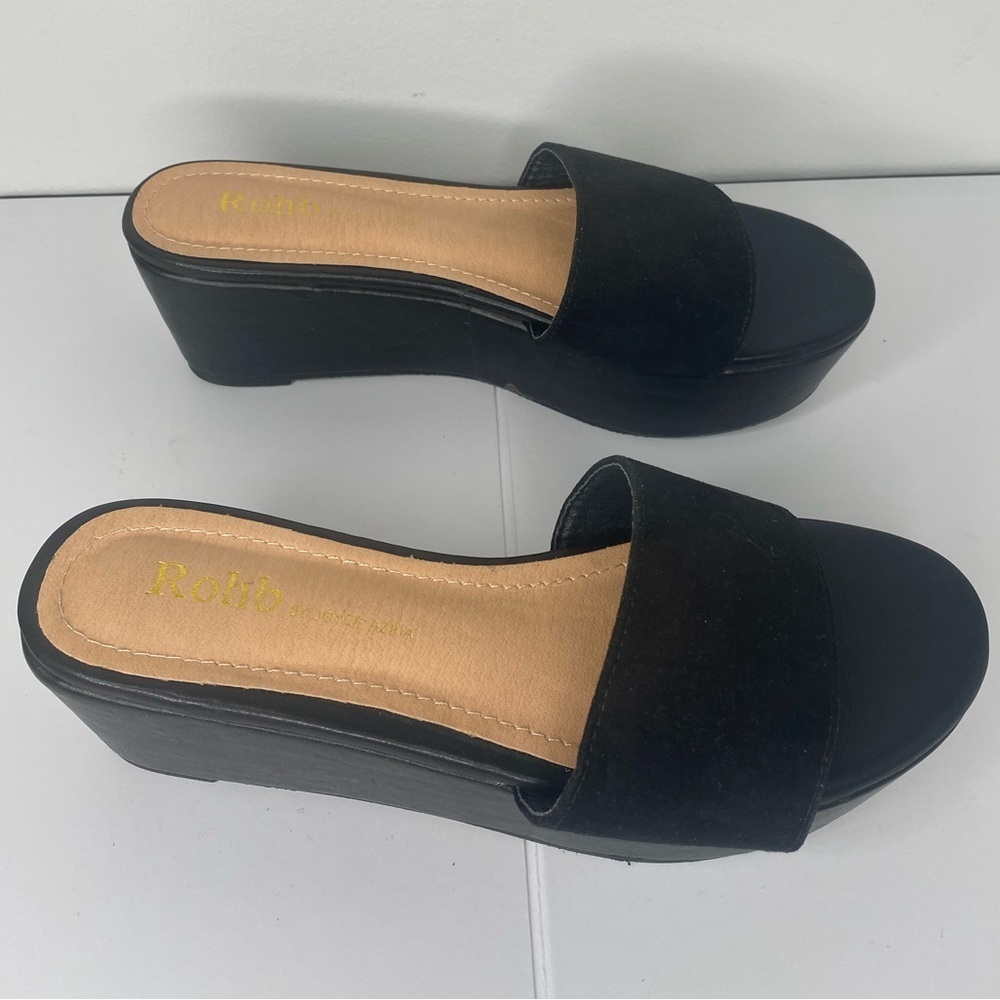 Nordstrom ROHB by Joyce Azria Black Women's Wedge Sandals Worn Once